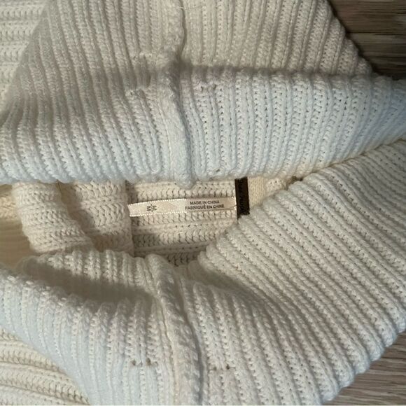 Free People Layer Cake Ivory Cream Funnel Neck Swing Cotton Blend Sweater M L XL - Picture 13 of 13